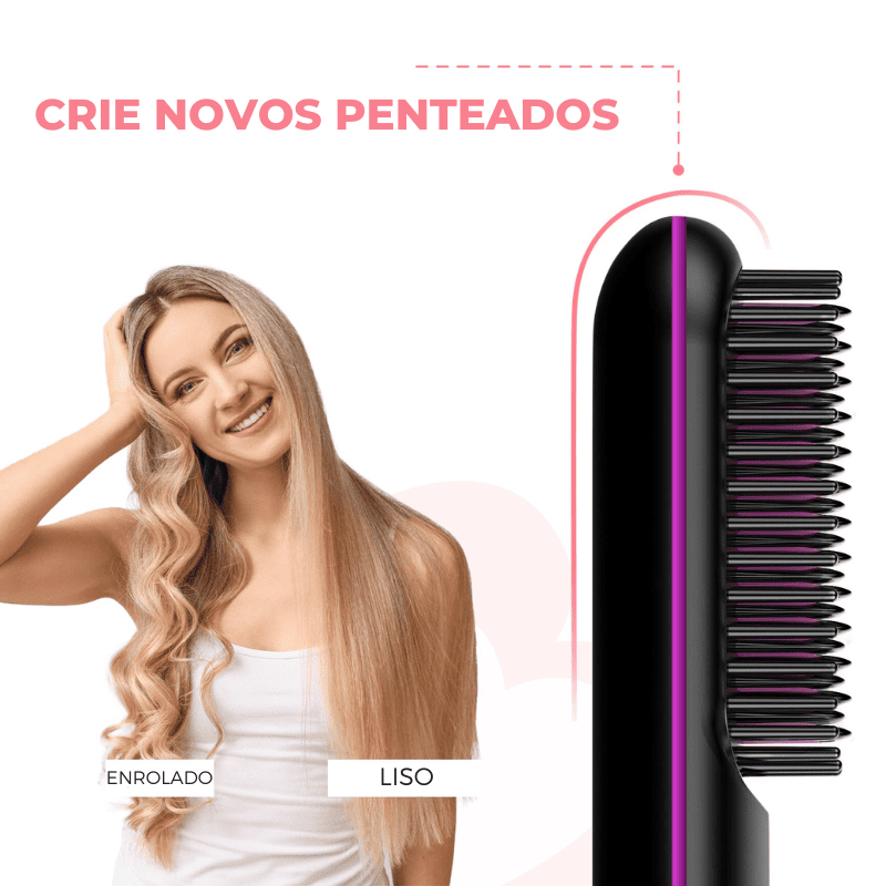 Pente Alisador Sync Hair 5 em 1 Sem Fio - Cabelos Lisos e Sem Frizz em Segundos