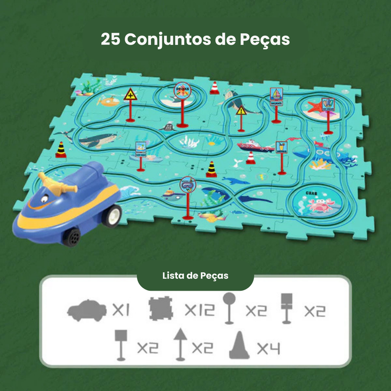Conjunto de Pista de Carro Para Crianças PuzzleRacer™