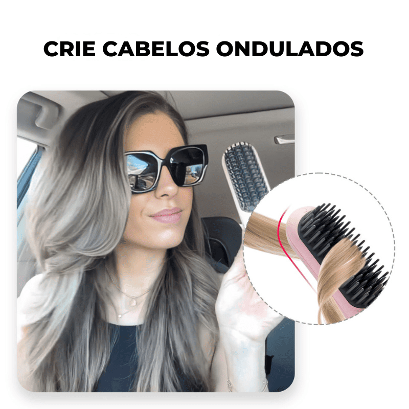 Pente Alisador Sync Hair 5 em 1 Sem Fio - Cabelos Lisos e Sem Frizz em Segundos