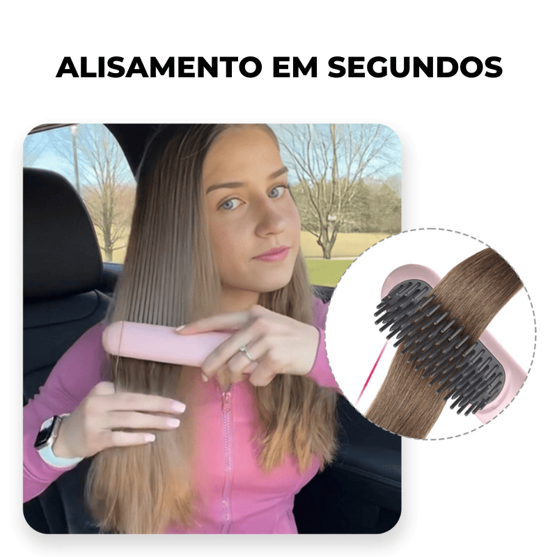 Pente Alisador Sync Hair 5 em 1 Sem Fio - Cabelos Lisos e Sem Frizz em Segundos